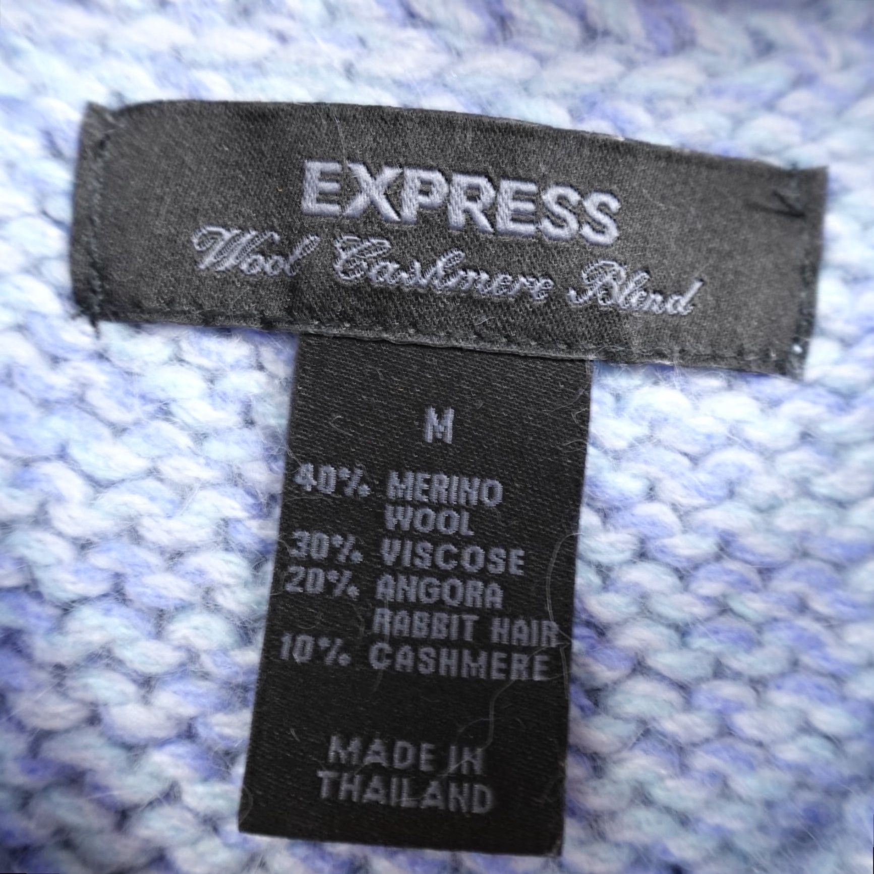 Express Express Sweater Womens M Blue Cable-Knit Turtleneck Pullover Merino Wool Cashmere Angora Size M / US 6-8 / IT 42-44 - 4 Thumbnail