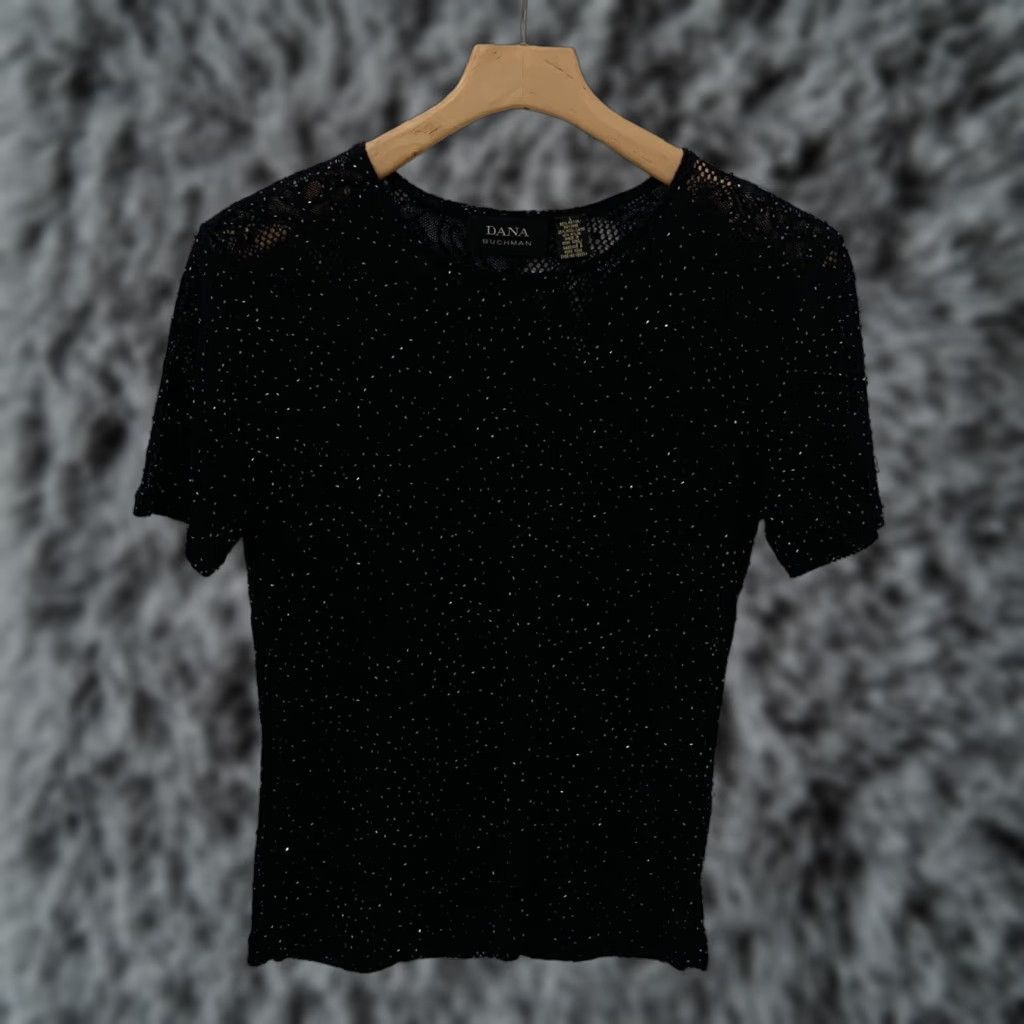 Vintage Womens Dana Buchman Blouse Shirt Beaded Black Sheer Lace Sz L GUC Size L / US 10 / IT 46 - 1 Thumbnail