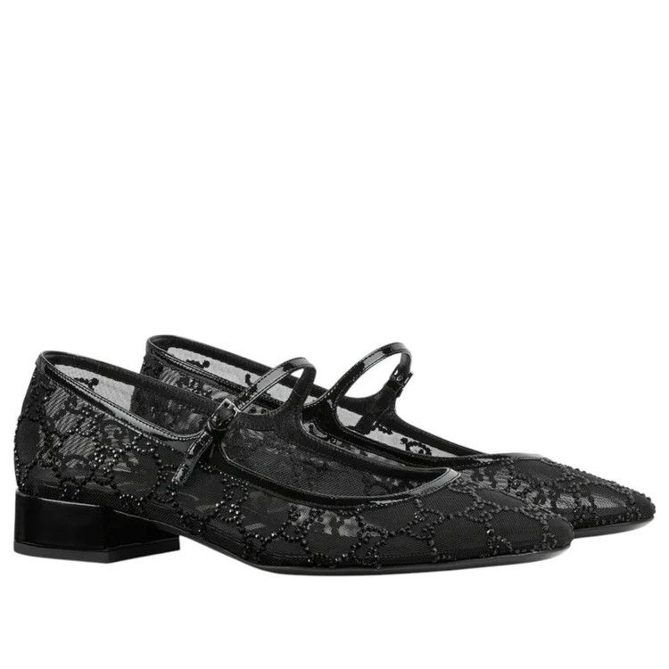 Gucci o1loc1c0426 835809 Women's GG Crystal Ballet Flat in Black Size US 9.5 / IT 39.5 - 2 Thumbnail