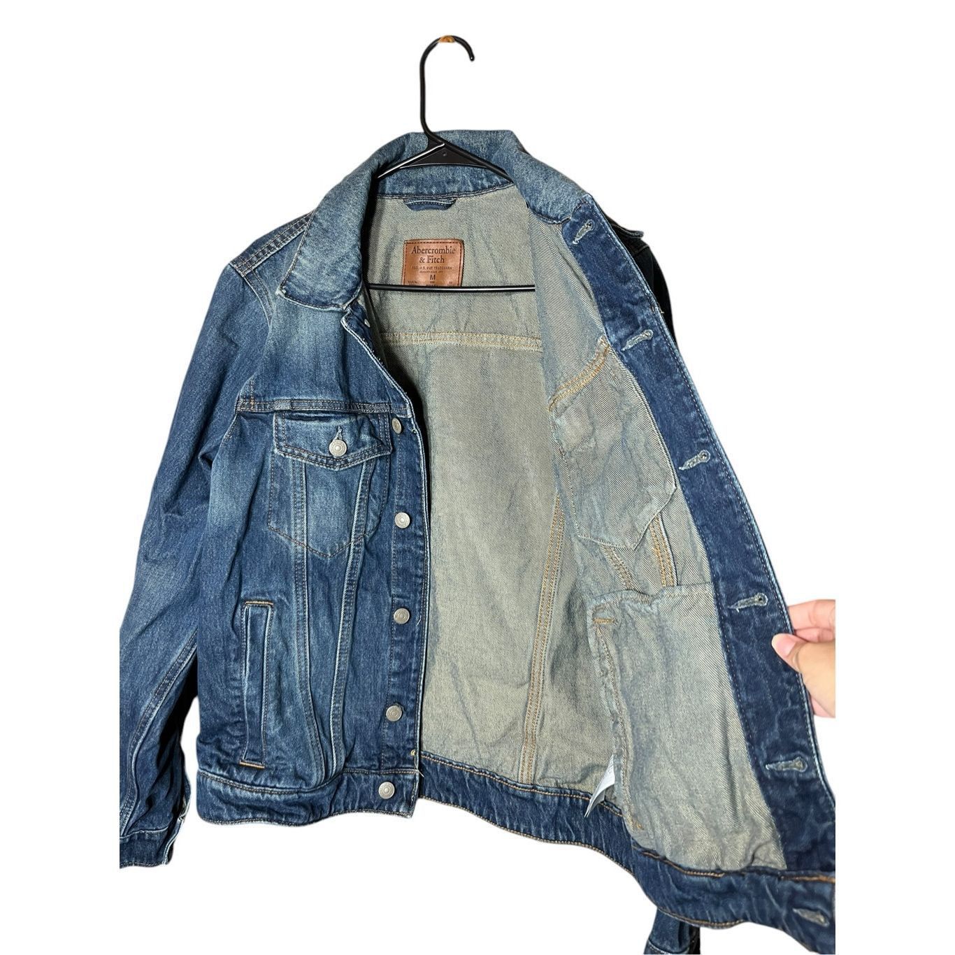 Abercrombie & Fitch Abercrombie & Fitch Mens Medium Blue Washed Trucker Jean Jac Size US M / EU 48-50 / 2 - 5 Thumbnail