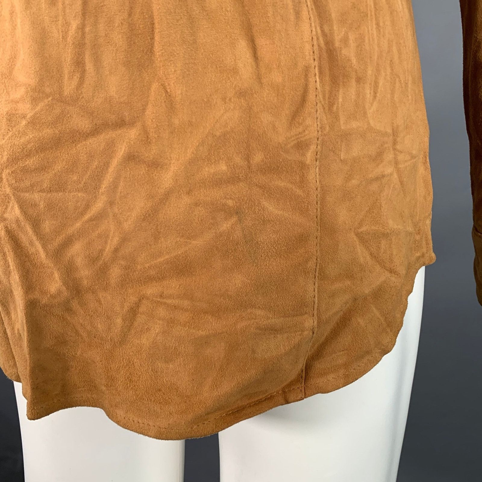 Dolce & Gabbana Camel Suede Military Two Pockets Epaulets Long Sleeve Shirt Size US XS / EU 42 / 0 - 6 Thumbnail