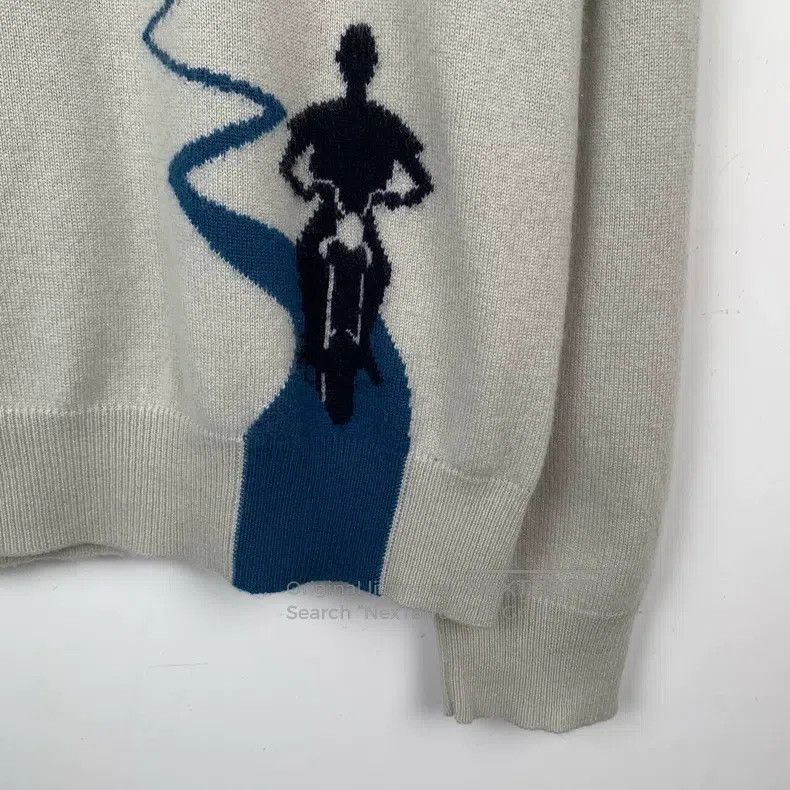 Hermes Light coffee pattern intarsia round neck cashmere k