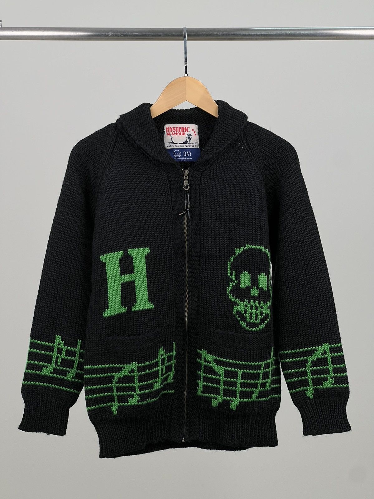 image of Hysteric Glamour Frankenstein Knit Sweater L in Black, Men's (Size Medium)