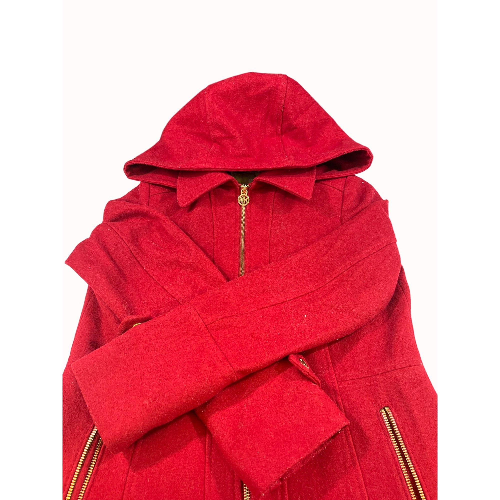 Michael Kors Michael Michael Kors Women's Red Hooded Peacoat Size 4 SKU 5 Size S / US 4 / IT 40 - 5 Thumbnail