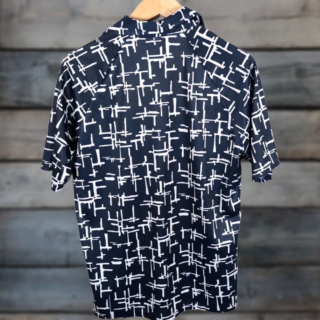 Vintage VINTAGE Silver Fox Polo Shirt Geometric Dark Blue Open Collar 70s Mens Large Regular Shirt Size US L / EU 52-54 / 3 - 1 Thumbnail
