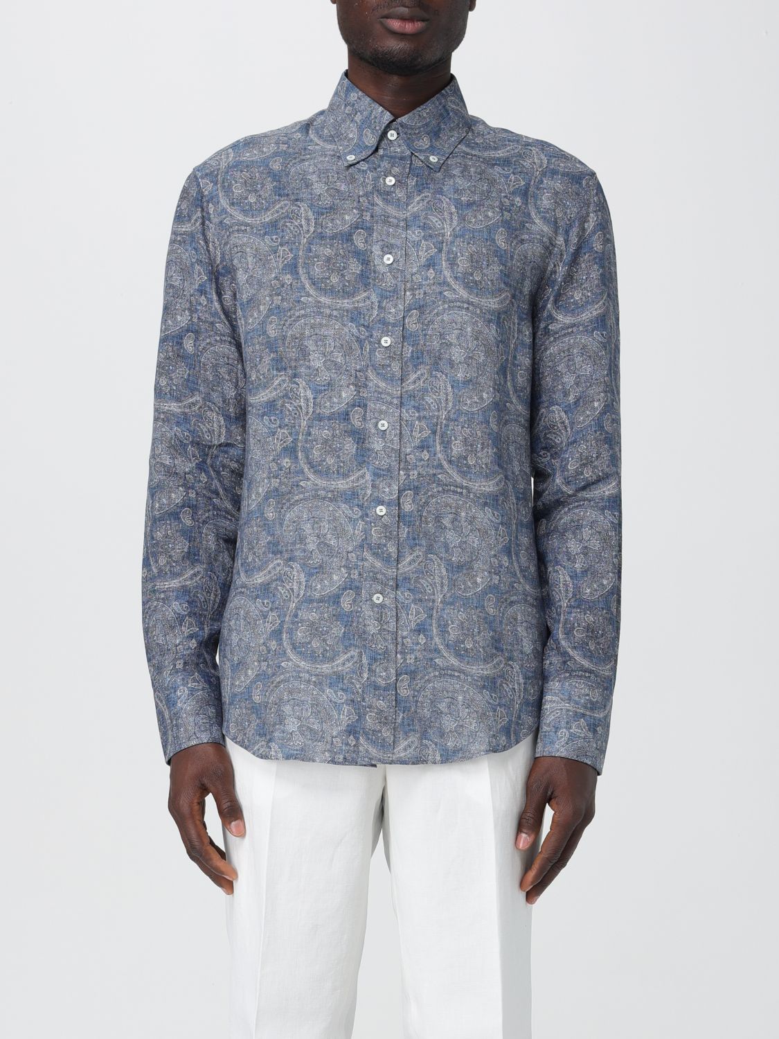 image of Brunello Cucinelli Shirt Men Denim (Size Medium)