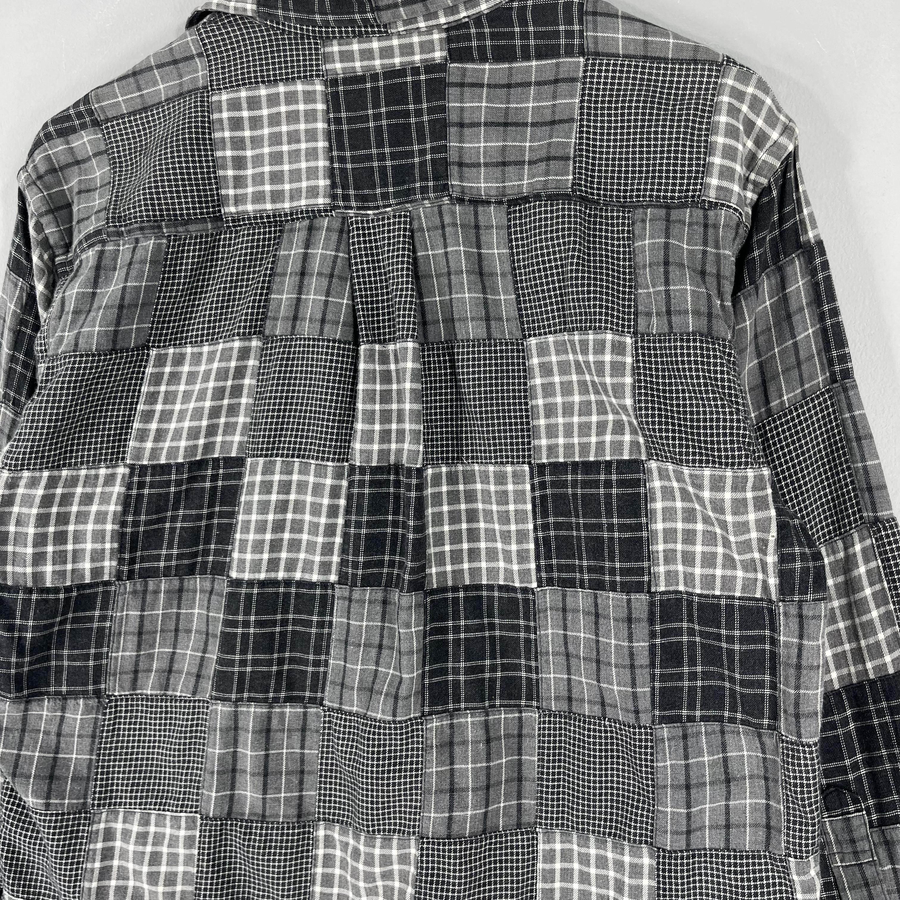 Flannel Vintage Patchwork Boro Flannel Gray Reconstruct Shirt Small Size US S / EU 44-46 / 1 - 8 Thumbnail