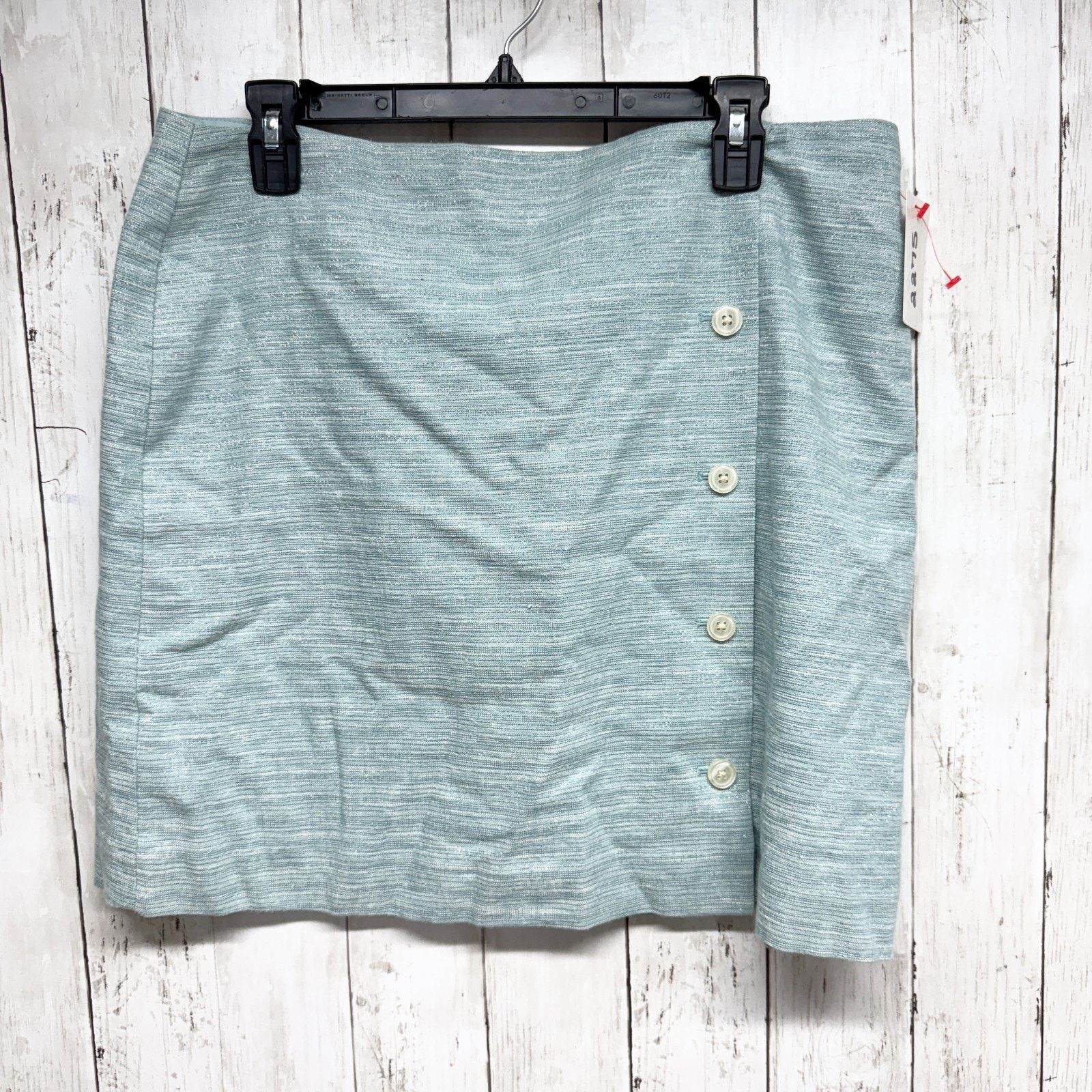 Asos ASOS Skirt Size 14 Light Blue Linen Blend Mini Side Button Size 36" / US 14 / IT 50 - 1 Thumbnail