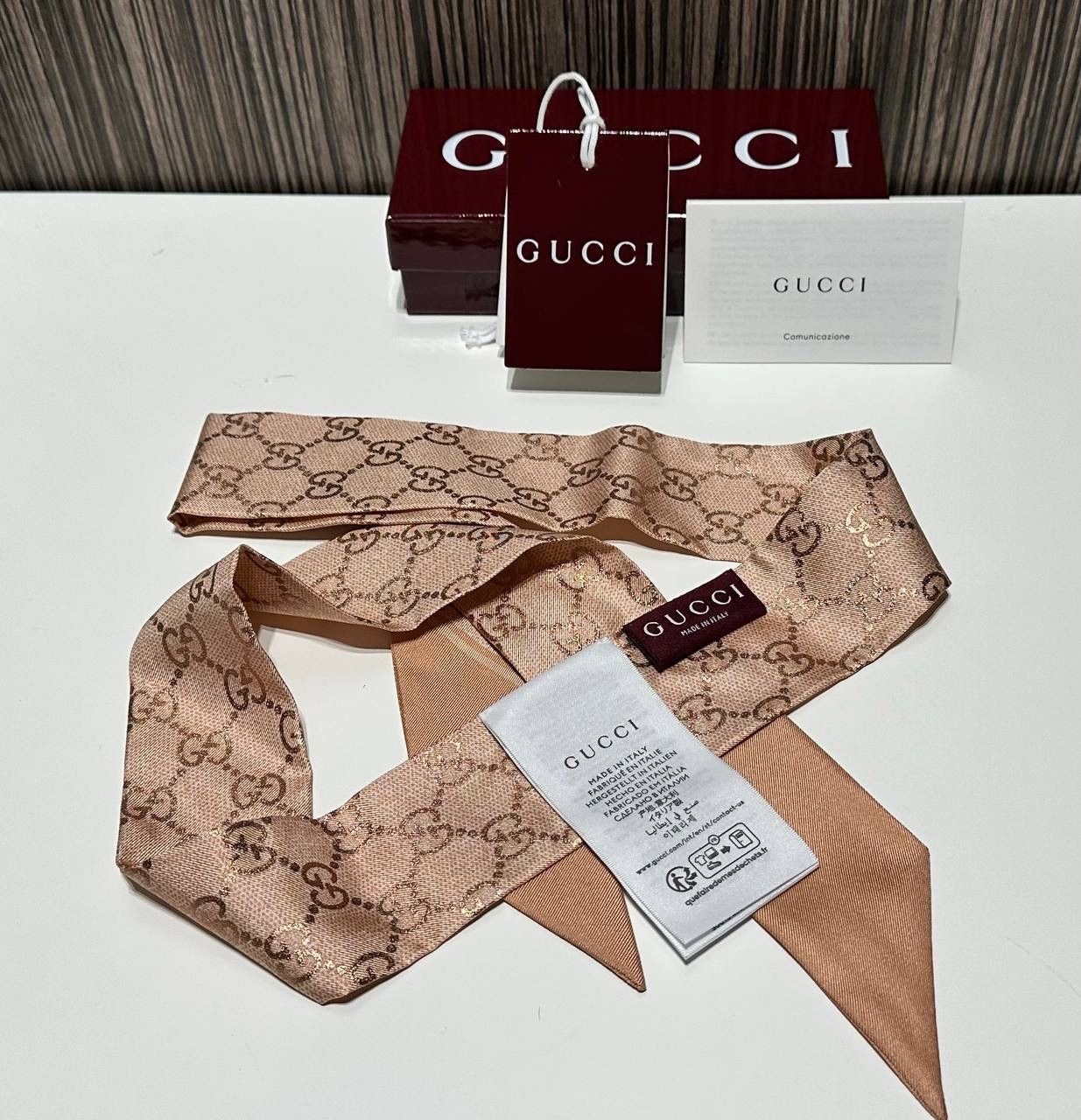 Gucci Gucci Silk Scarf Bandeau Monogram GG Pink New 100% Auth Size ONE SIZE - 1 Thumbnail
