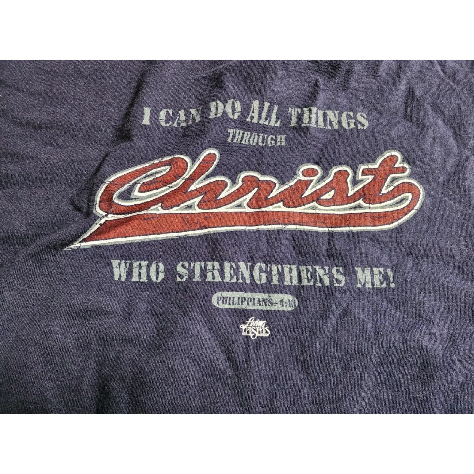 Vintage VINTAGE Living T-Shirt Mens M Property Of Jesus Double Sided Crew Neck Blue 90s Shirt Size US M / EU 48-50 / 2 - 5 Thumbnail