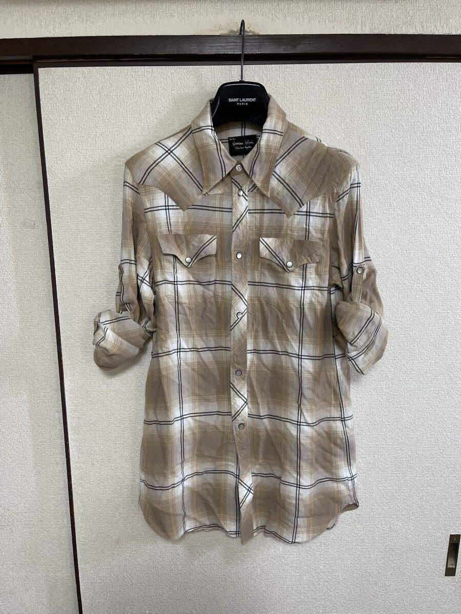 Number (N)ine NUMBER (N)INE Rayon Check Long Sleeve Shirt Beige Size 2 Size US M / EU 48-50 / 2 - 2 Thumbnail