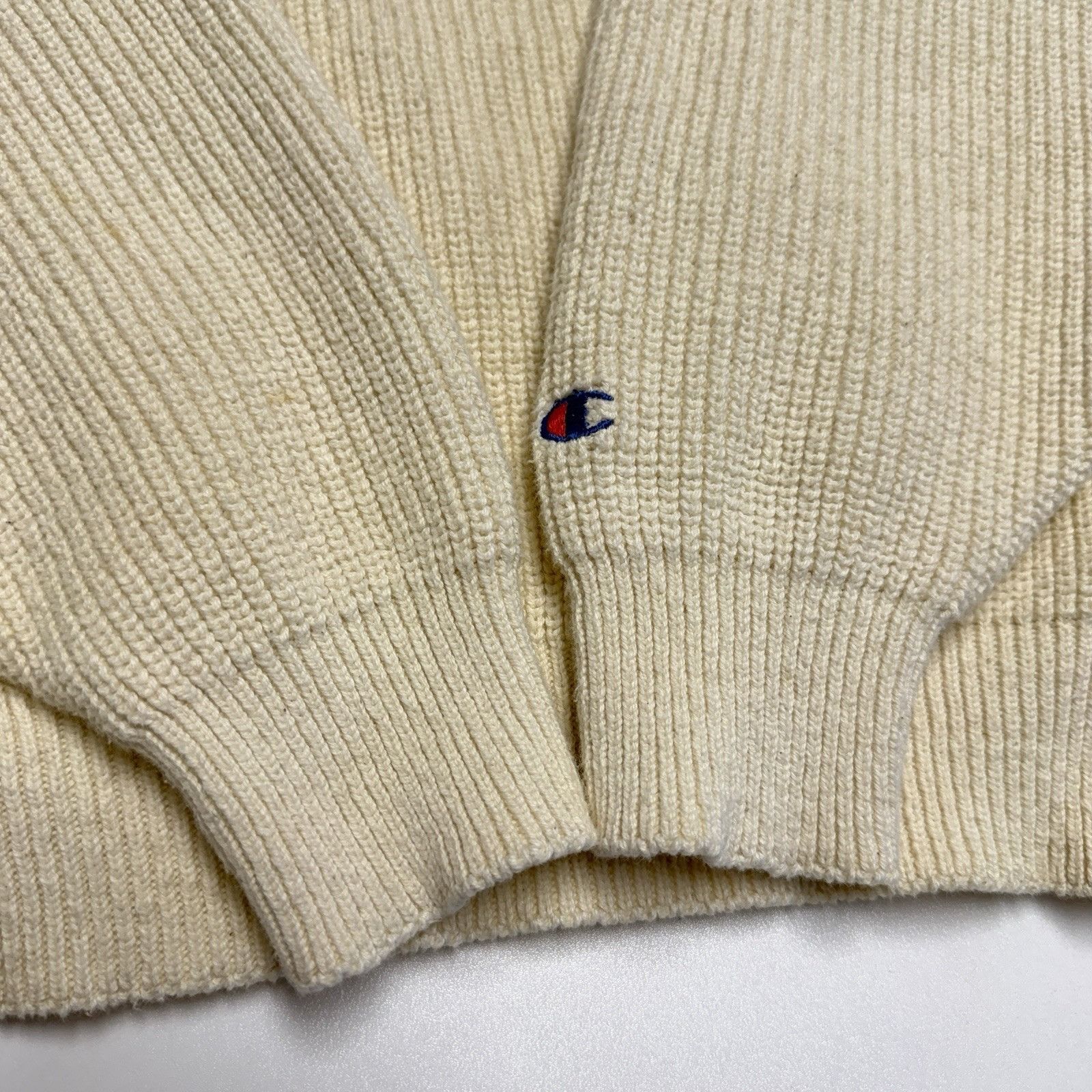 Champion × Vintage Vintage Champion Knit Sweater Mt Carmel Crewneck Cream Made Size US M / EU 48-50 / 2 - 7 Thumbnail