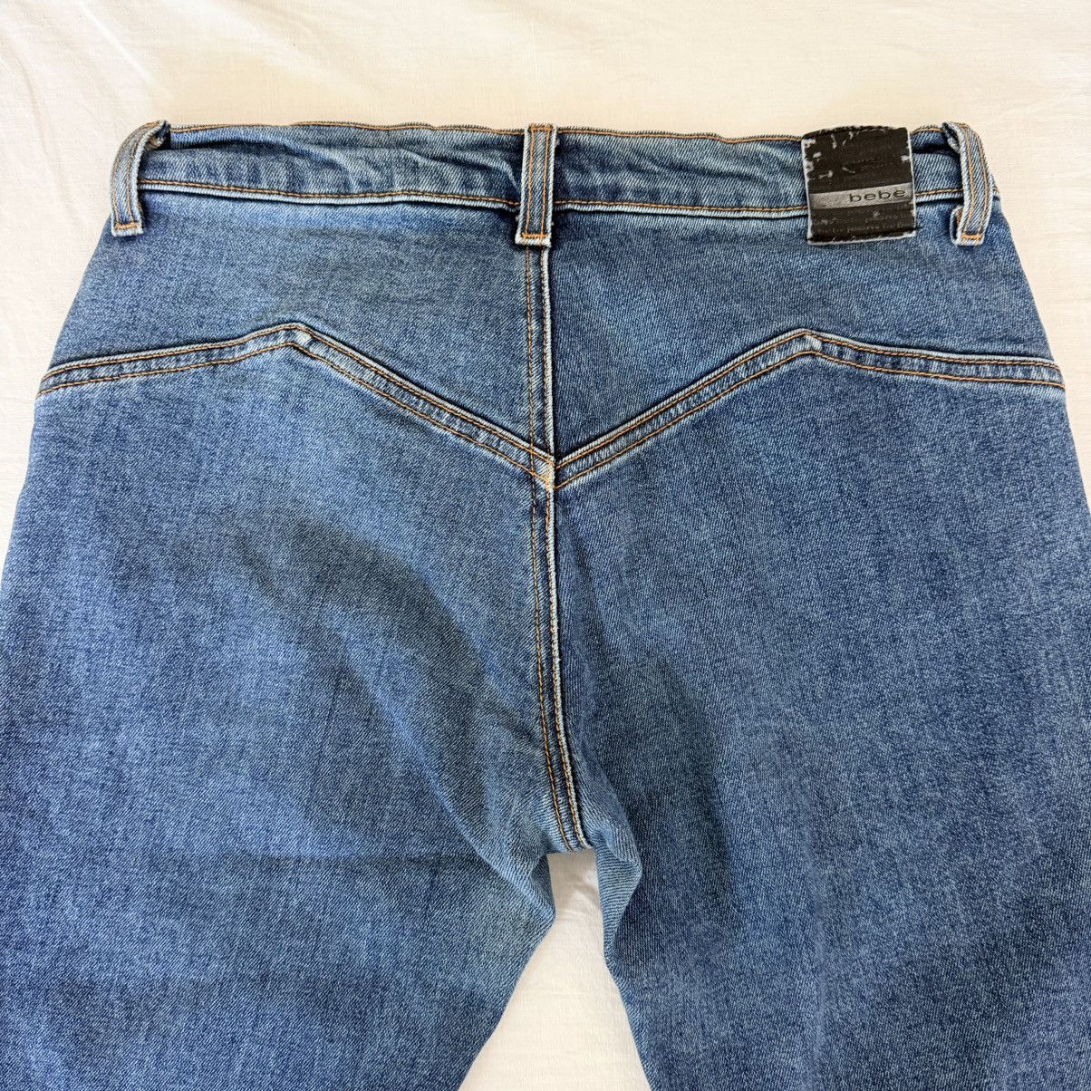 Bebe Bebe Y2K Low Rise Faux Leather Fringe Bootcut Jeans 27 Size 27" / US 4 / IT 40 - 9 Thumbnail
