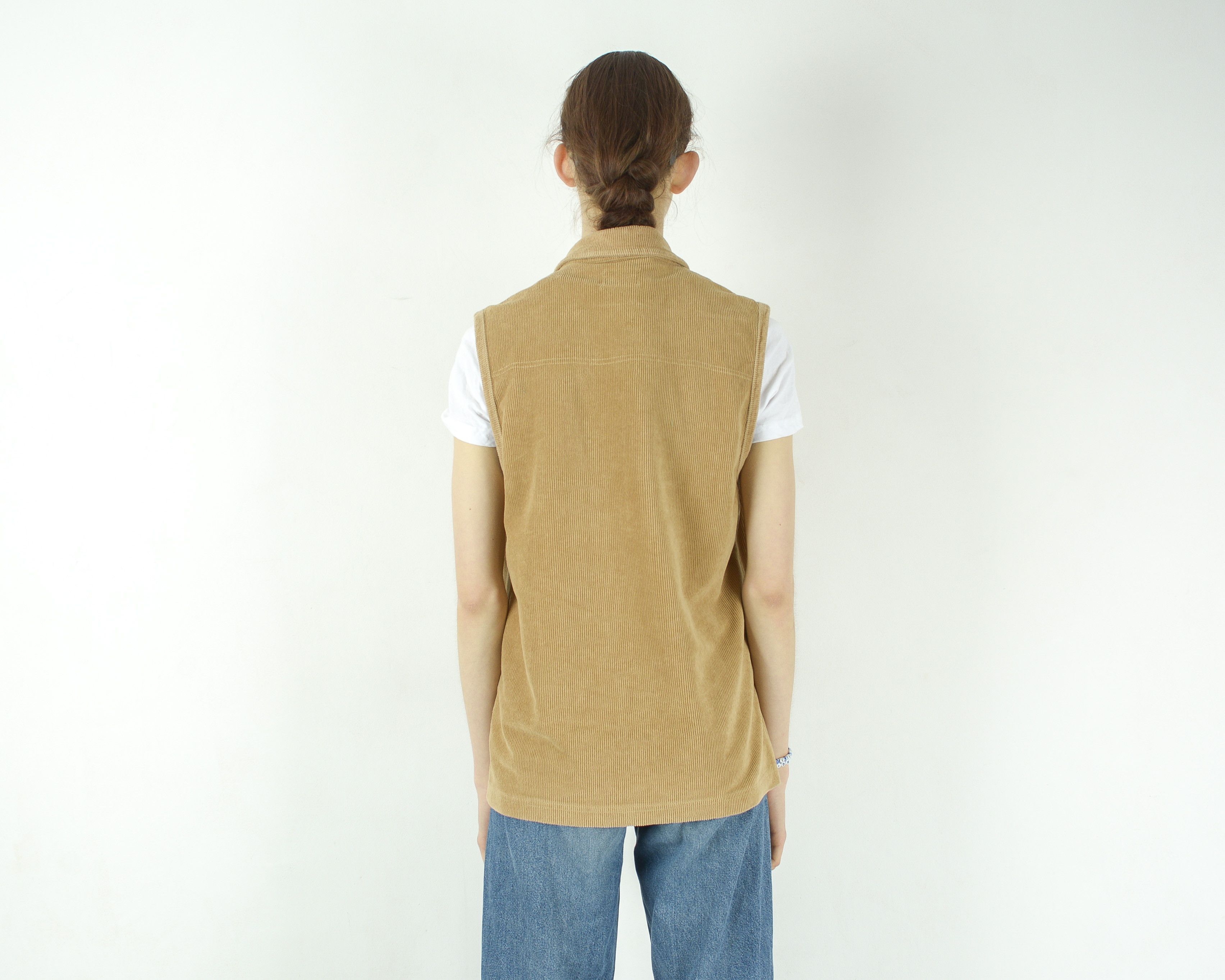 Vintage IMAX Corduroy Waistcoat Cord Vest Button Up Tank Gilet Top Size M / US 6-8 / IT 42-44 - 3 Thumbnail