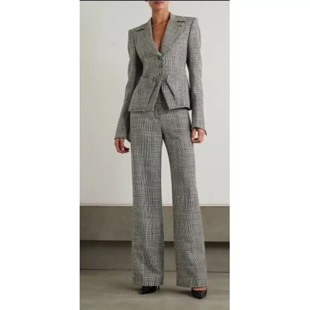 Tom Ford o1loc1c0125 PAW536 Wide Leg Check Pant in Grey Size 28" / US 6 / IT 42 - 2 Thumbnail