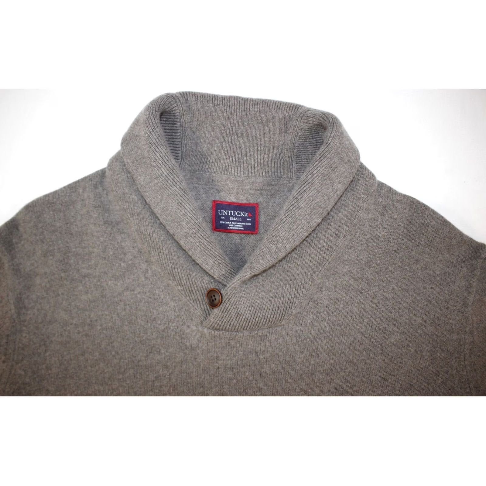 UNTUCKit UNTUCKit Sweater Men's S Van Douzer Merino Wool Blend Shawl Collar 40316 Brown Size US S / EU 44-46 / 1 - 3 Thumbnail
