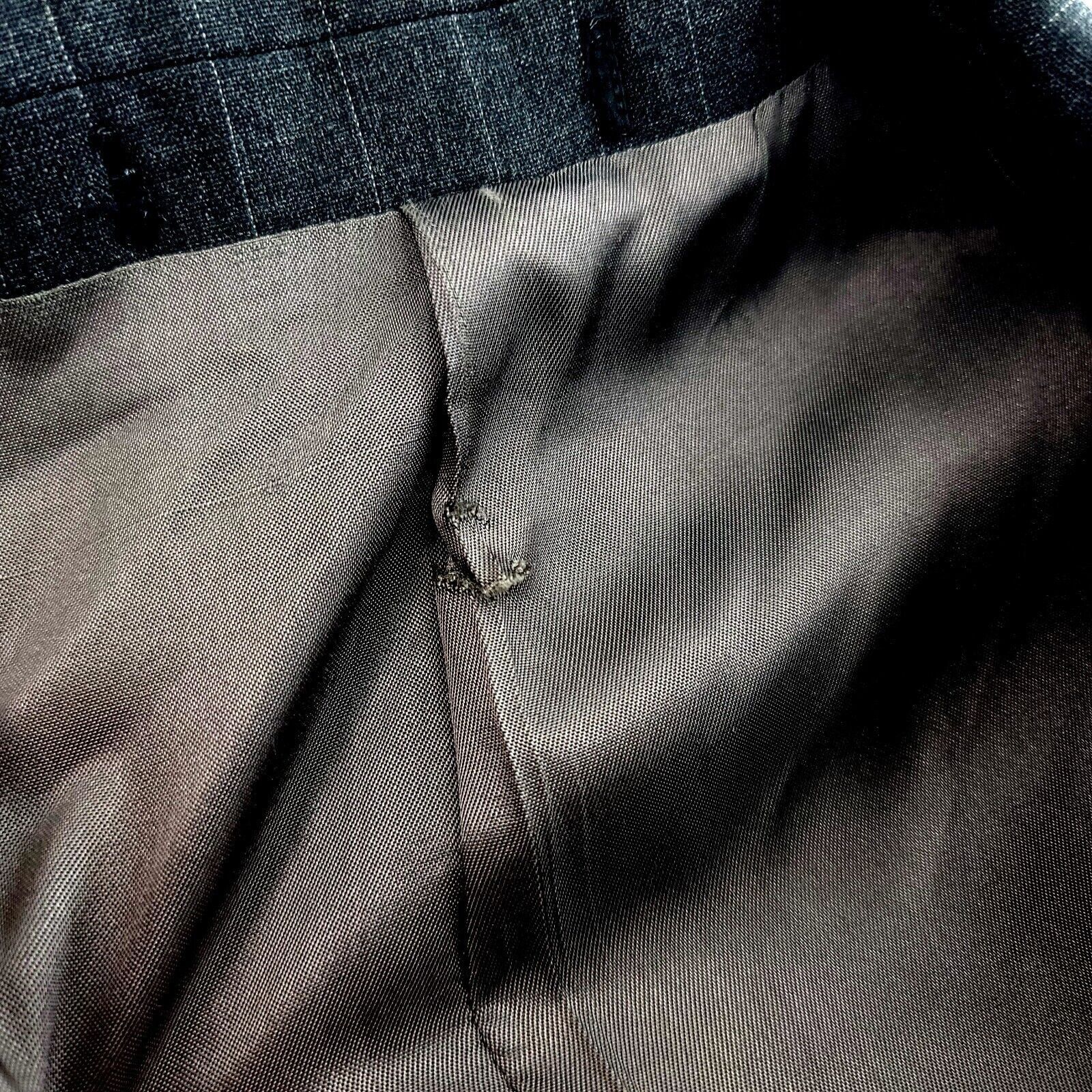 Stafford DAMAGED Stafford Wool 3 Button Suit Jacket 42L Gray Striped Size 42L - 13 Thumbnail