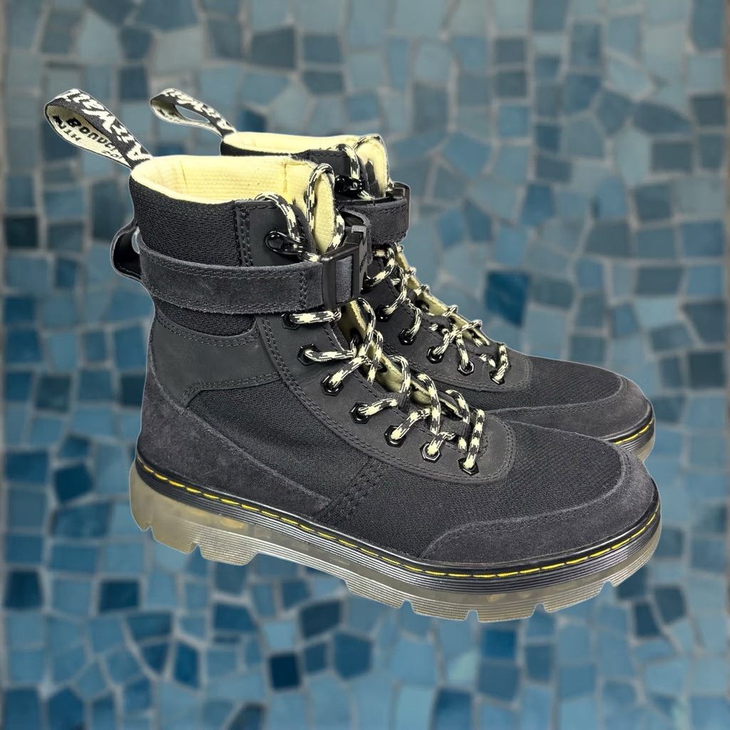 Dr. Martens Dr. Martens Combs Tech Combat Boots Black Canvas Suede Lace Up Unisex 8M/9L Size US 7 / EU 40 - 1 Thumbnail