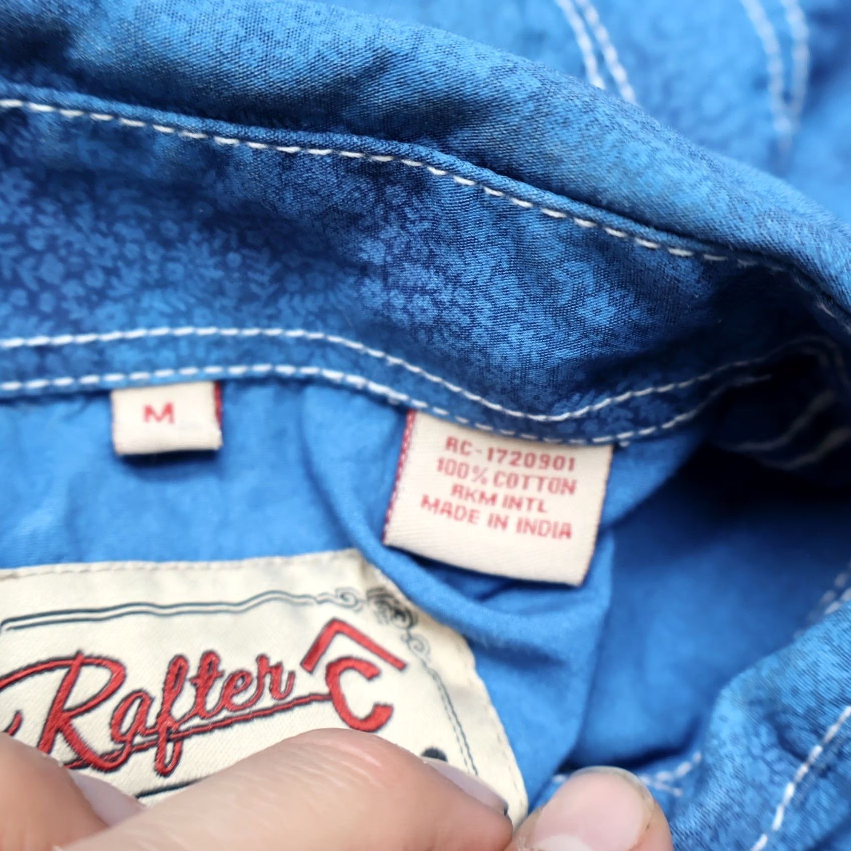 Vintage Rafter C Pearl Snap Shirt Mens Medium Blue Floral Western Short Sleeve Button-Down Pocketed Casual Workwear Size US M / EU 48-50 / 2 - 7 Thumbnail