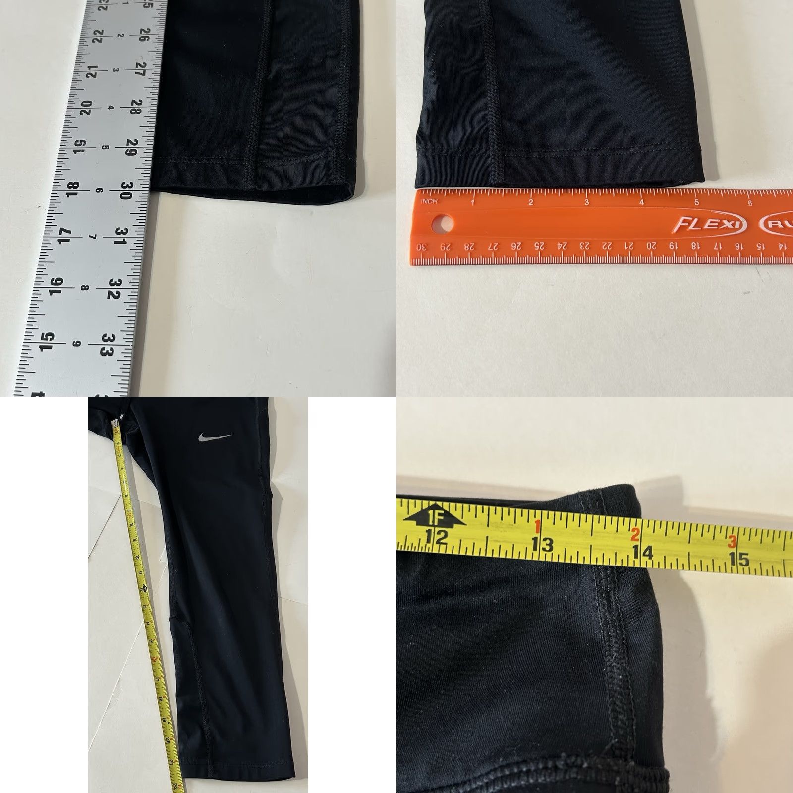 Nike VINTAGE? No. Nike Running Leggings Women M Black Dri Fit Drawstrings Yoga Workout 28x22 Nike Logo Zipper Back Pocket Size 32" / US 10 / IT 46 - 9 Thumbnail