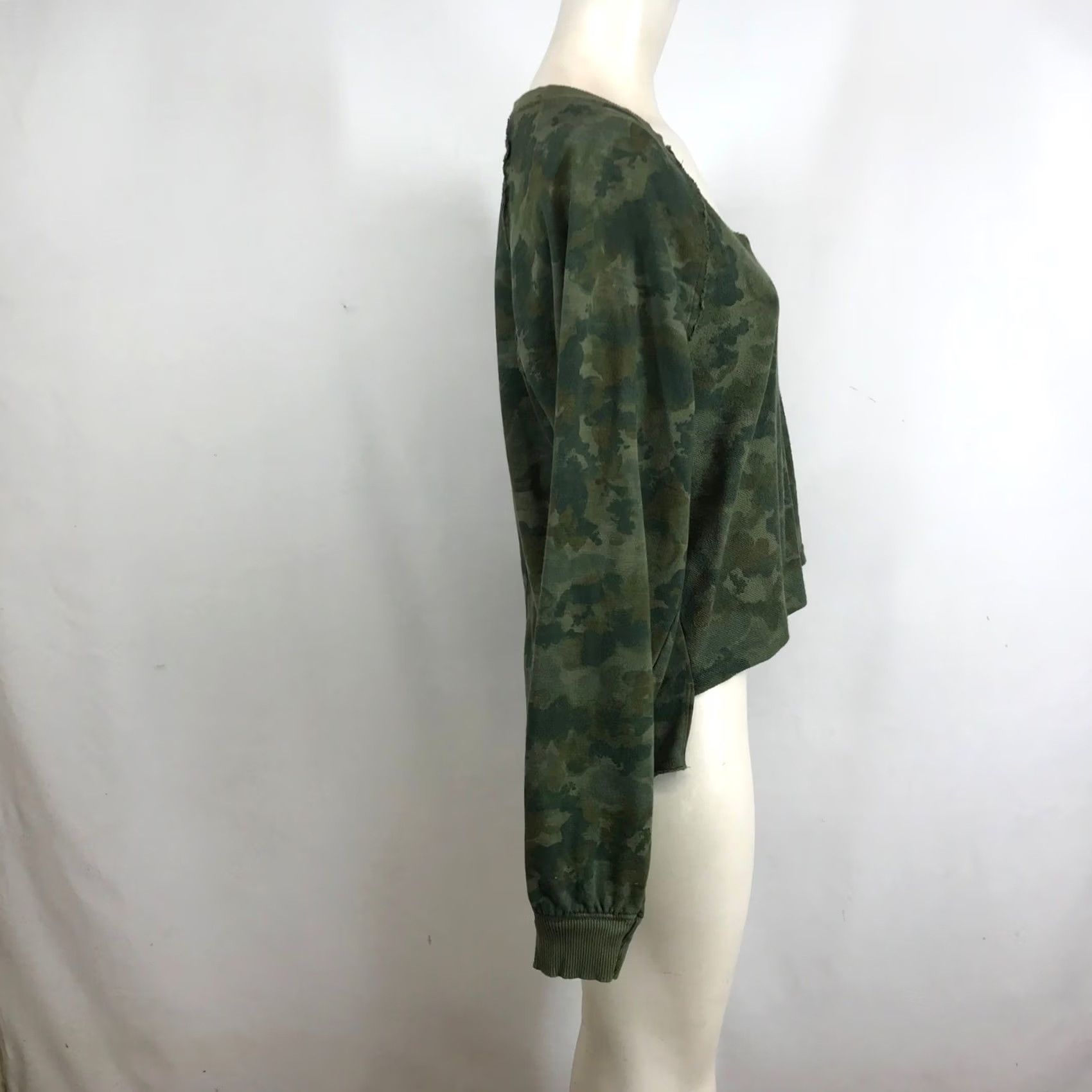 Vintage Pilcro and the Letterpress Camouflage Sweatshirt Green V-Neck Pullover Womens Small Size S / US 4 / IT 40 - 4 Thumbnail