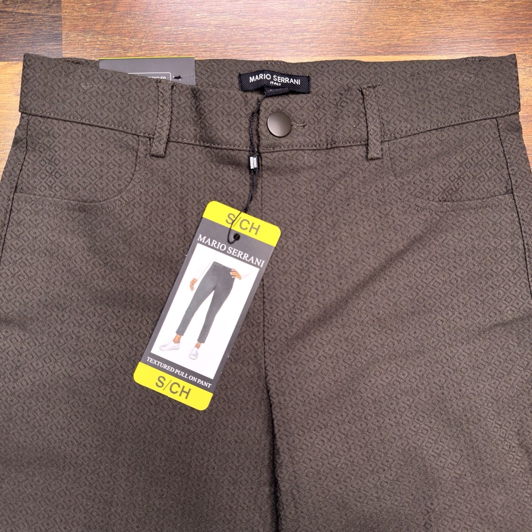 Vintage Mario Serrani Textured Pull On Pants Womens Small Green Stretch New Size 28" / US 6 / IT 42 - 3 Thumbnail