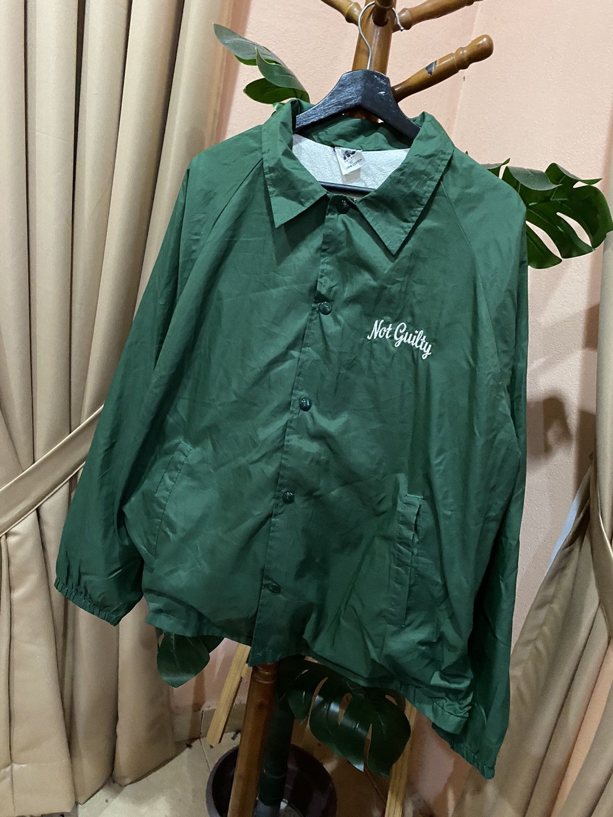 Vintage Vintage “Not Guilty” Green Cotton Jacket Statement Wear Size US XL / EU 56 / 4 - 5 Thumbnail