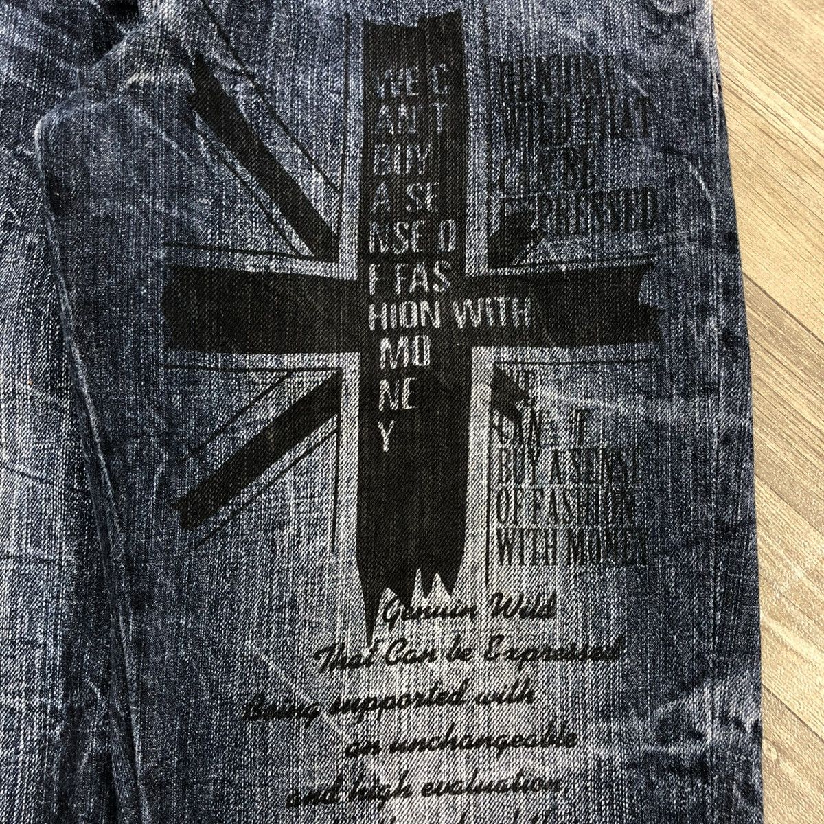 If Six Was Nine × Japanese Brand × Le Grande Bleu (L.G.B.) 2000s Jack Serika Painted Poem Punk Lgb Style Faded Jeans Size US 31 - 4 Thumbnail