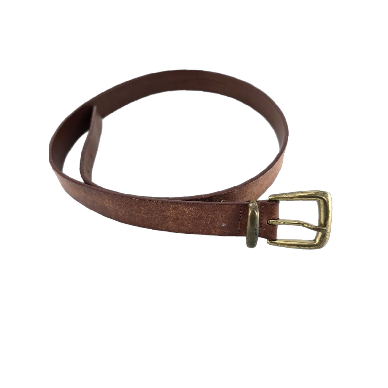 Vintage VINTAGE Brown Leather Belt with Brass Buckle - Guatemala Cowboy Western 1980s 34/85 Adult Unisex Belt Size 34/85 Mens Womens Boys Girls Size ONE SIZE - 1 Thumbnail