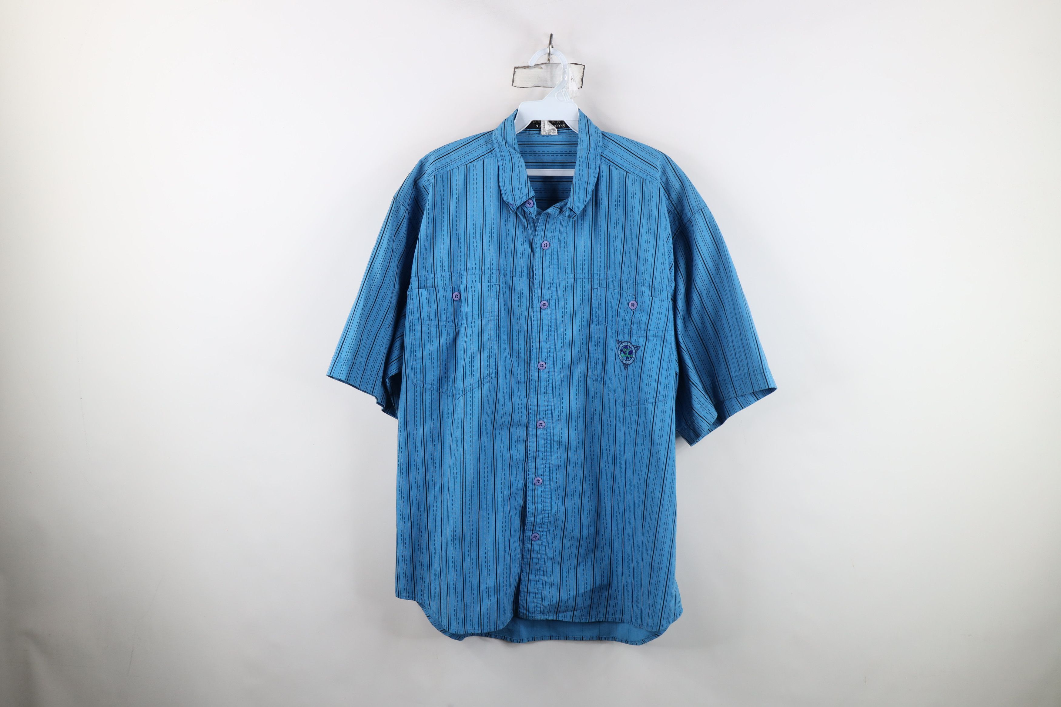 Vintage Vintage 90s Bugle Boy Fit Striped Short Sleeve Button Shirt Size US XL / EU 56 / 4 - 1 Thumbnail