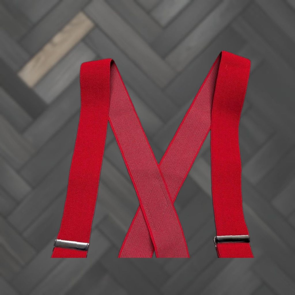 Vintage VINTAGE SUSPENDERS Canvas Elastic Straps Men One Size Red Suspender Band Brace-Hunting Bracelets? Size ONE SIZE - 1 Thumbnail