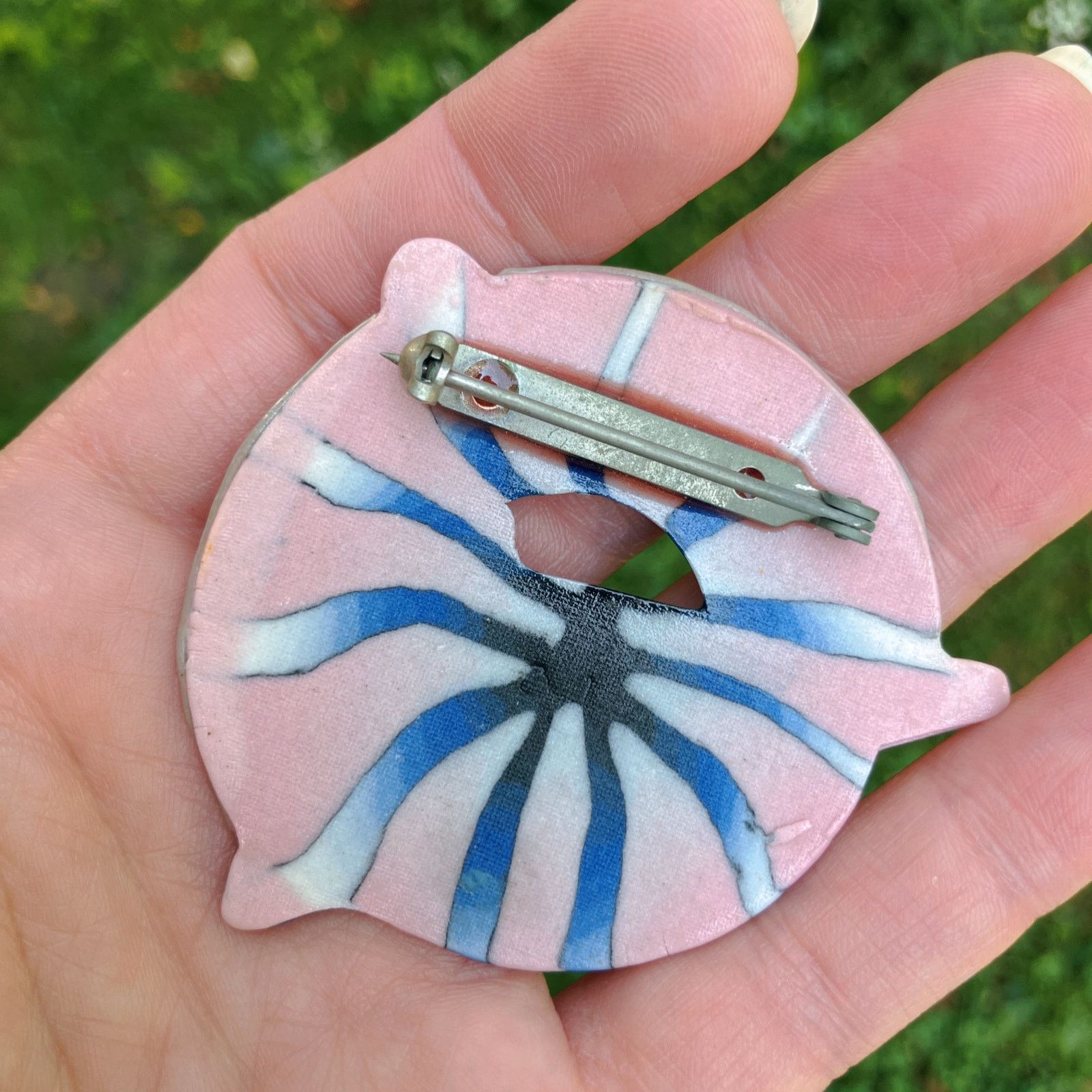 Vintage VTG 1980s Ceramic Enamel Geometric Postmodern Brooch Size ONE SIZE - 7 Thumbnail