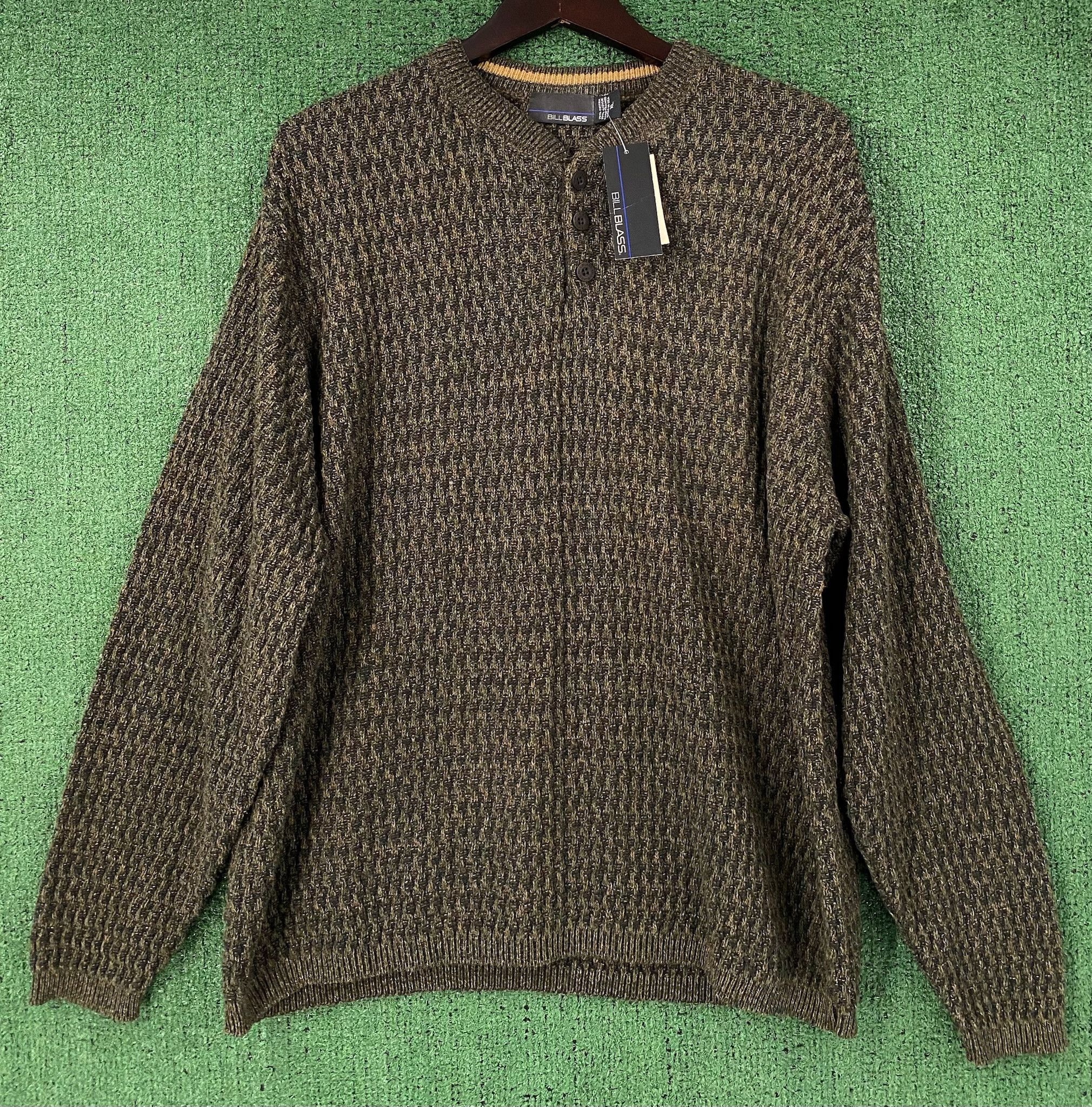 Bill Blass New Vintage Bill Blass Henley Patterned Knit Sweater XL Size US XL / EU 56 / 4 - 1 Thumbnail