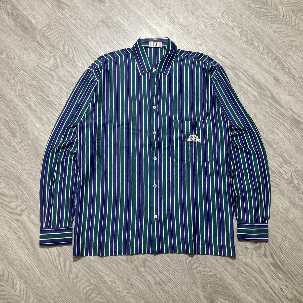 Vintage 🇮🇹 1990s Vintage Pavesi Polvato Silk Striped Shirt Luxury Size US L / EU 52-54 / 3 - 1 Thumbnail
