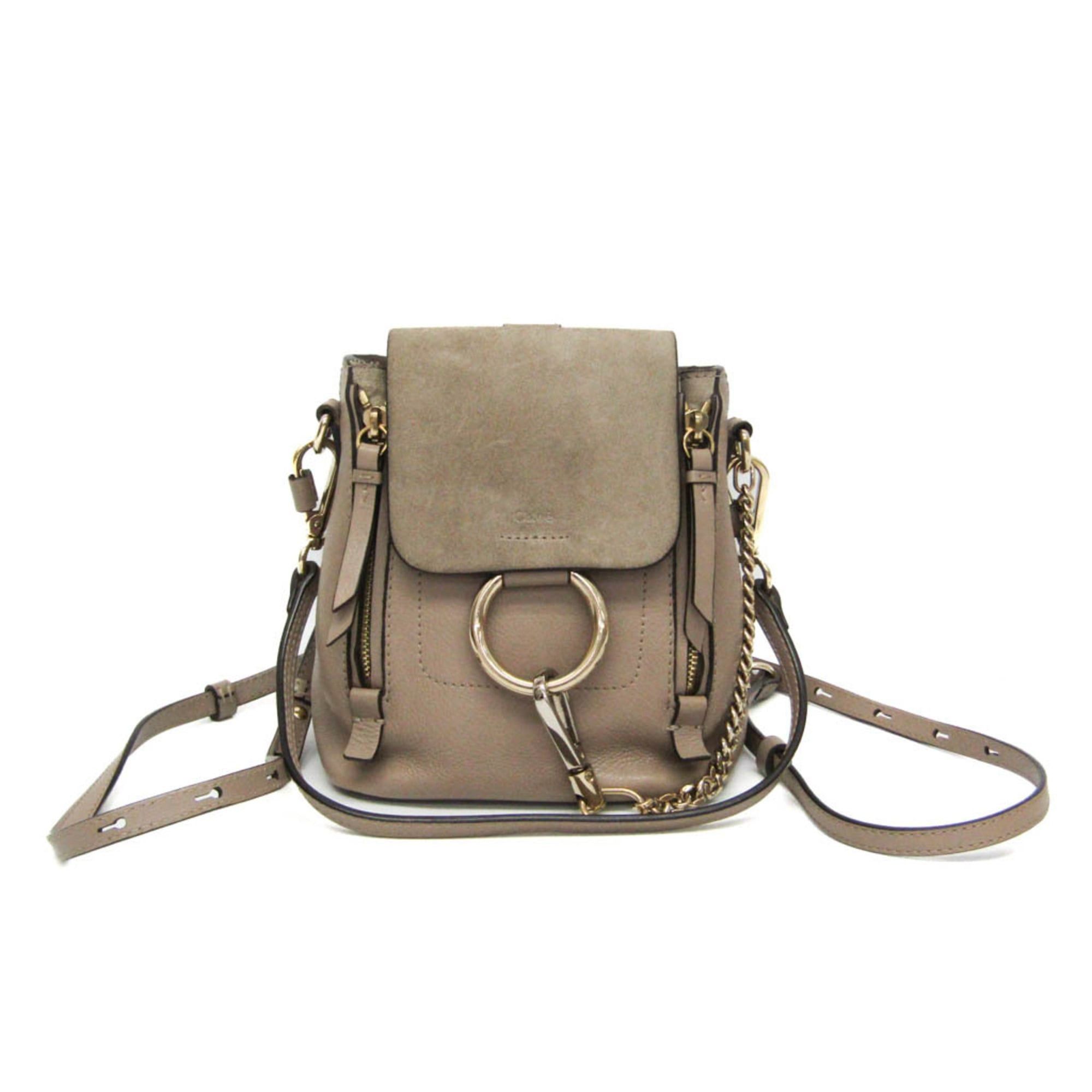 Chloe Chloé Faye Women's Leather,Suede Backpack Grayish Size ONE SIZE - 1 Thumbnail