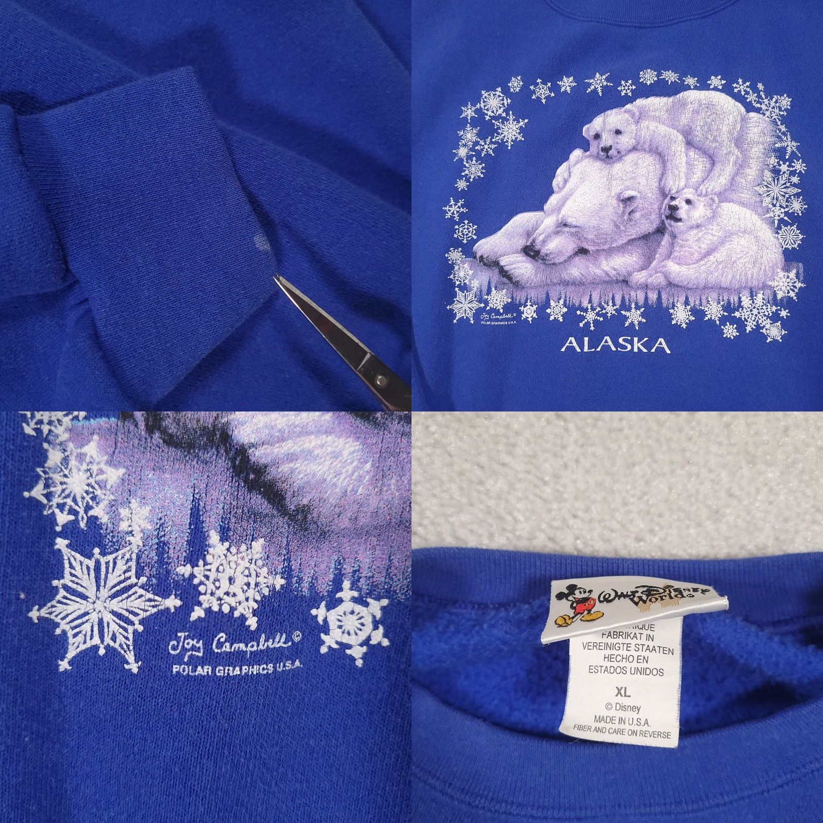 Disney VINTAGE Disney World Alaska Sweatshirt Adult XL Blue Polar Bear Animals Nature Crew Neck Long Sleeve Pullover Men 90s Theme Size US XL / EU 56 / 4 - 8 Thumbnail