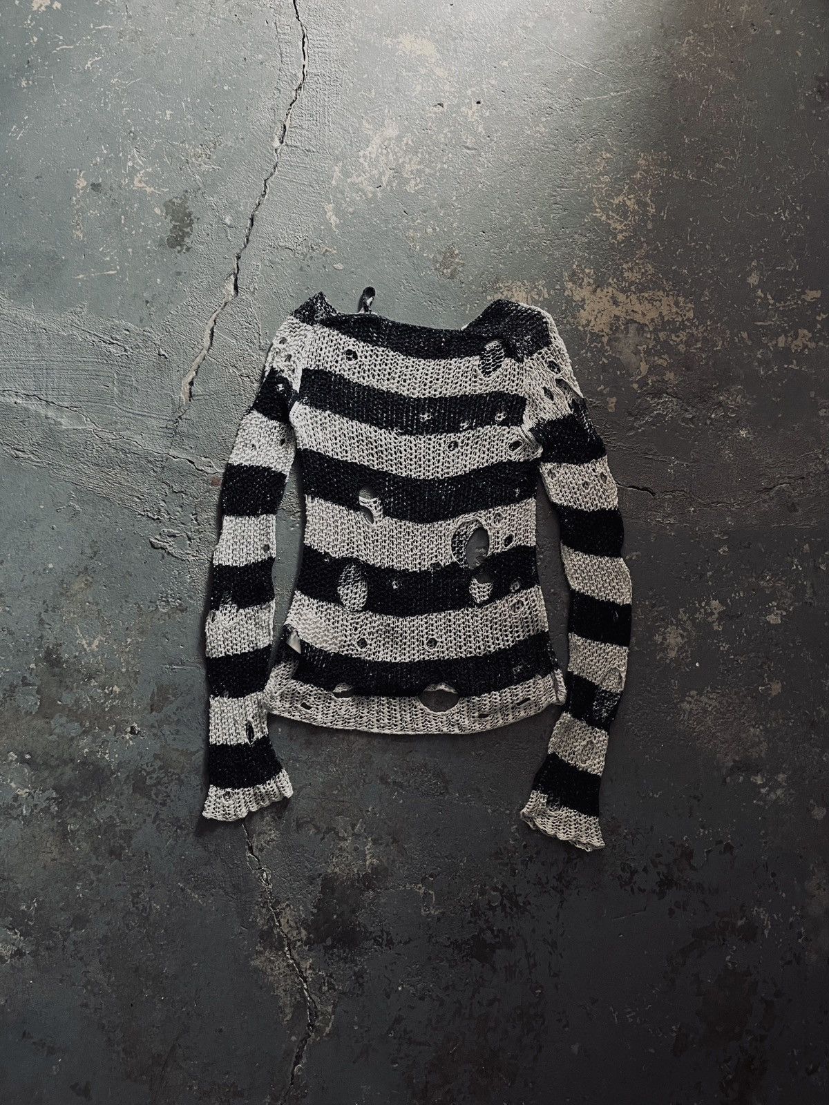 Junya Watanabe AW02 Distressed Striped Sweater Size US S / EU 44-46 / 1 - 3 Thumbnail