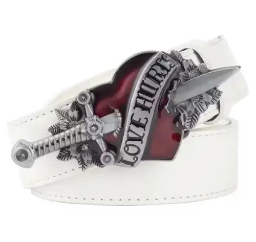 Other Gold Color Buckle White Belt Love Hunter Belt Size ONE SIZE - 3 Thumbnail