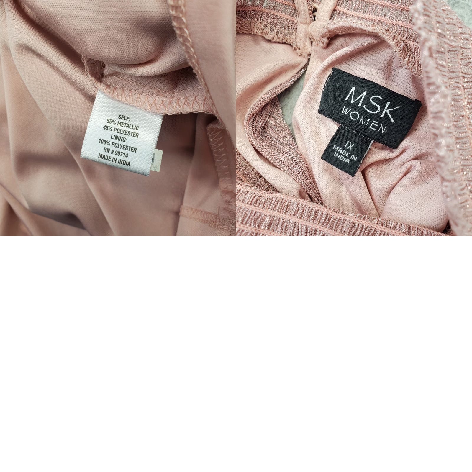 Vintage MSK Shift Dress Womens Size 1X Pink Sparkly Metallic Smocked Sleeveless Dress Size XL / US 12-14 / IT 48-50 - 8 Thumbnail