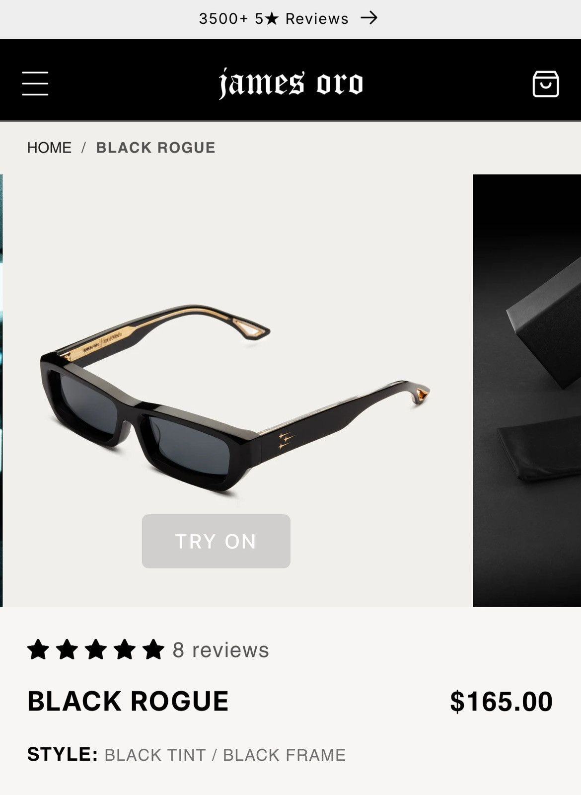 James Oro James Oro Rouge Black Sunglasses Size ONE SIZE - 10 Thumbnail