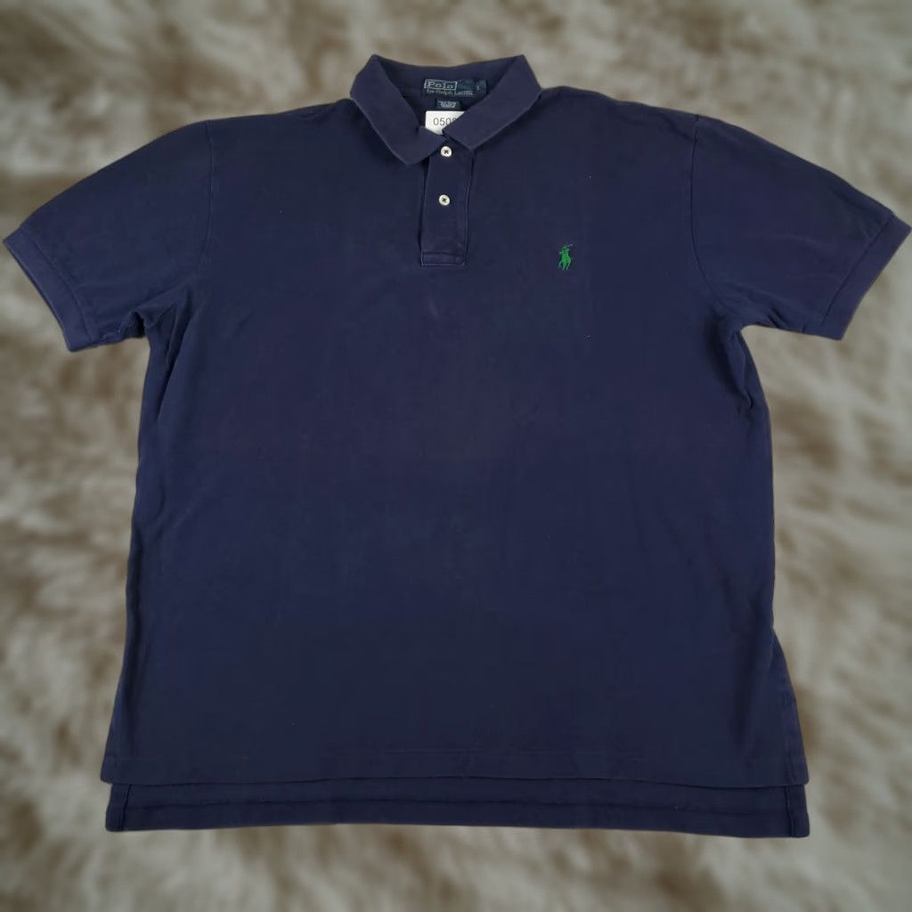 Ralph Lauren VINTAGE Polo Shirt Ralph Lauren Polo Shirt Mens Large Blue Pony Casual Short Sleeve FADED - 90s/Classic American Preppy Mens L Blue Polo Size US L / EU 52-54 / 3 - 1 Thumbnail