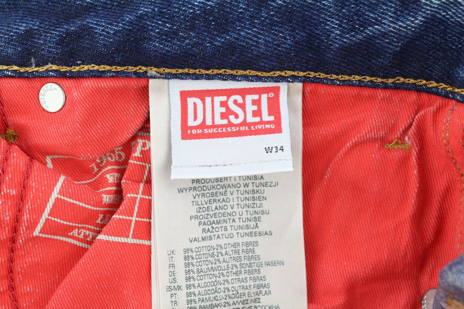 Diesel 1955 09E10 W34/L30 Blue Regular Straight Distress 85396 Size US 34 / EU 50 - 8 Thumbnail