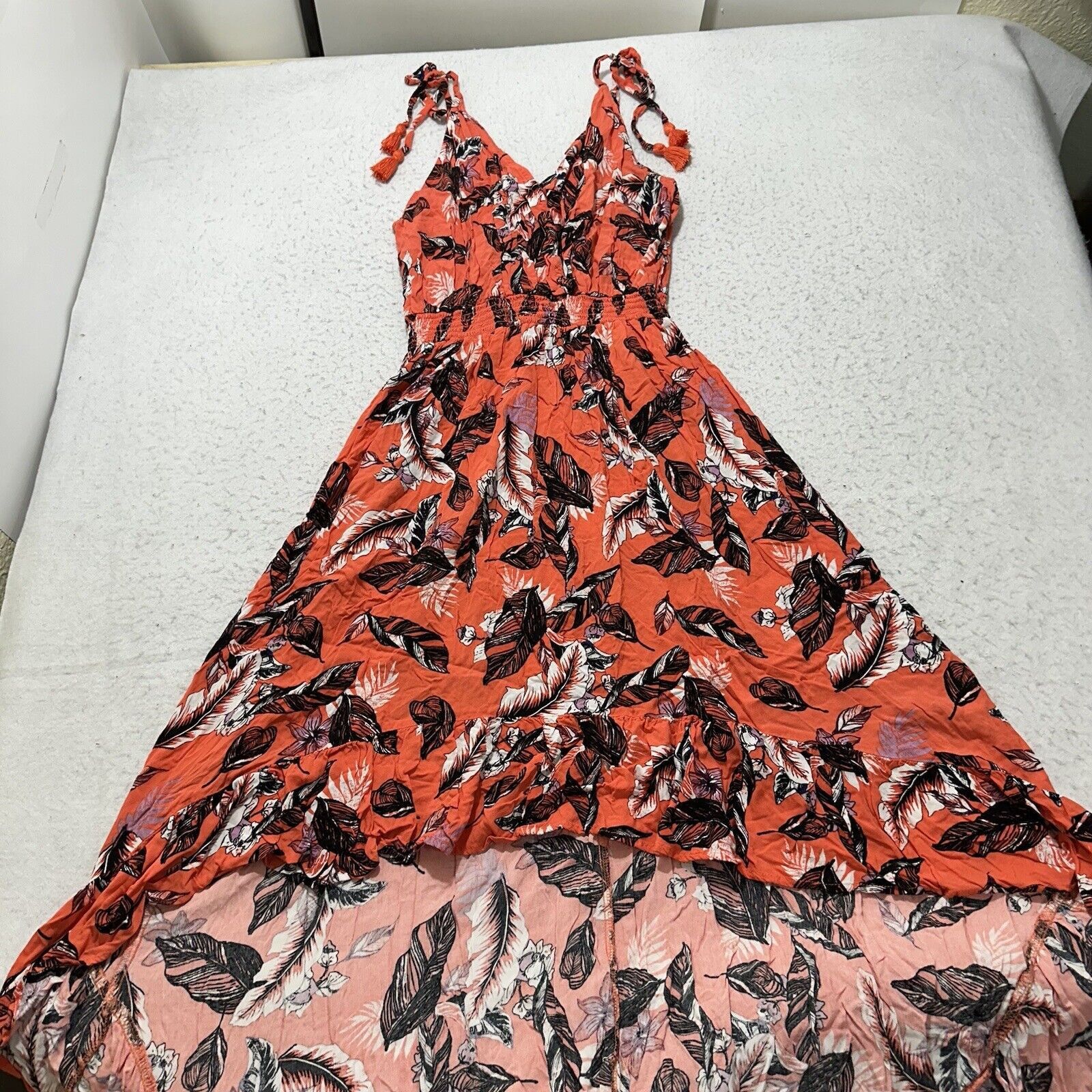 Other Xhilaration 1X Coral Pink Orange Floral High Low Dress Size XL / US 12-14 / IT 48-50 - 1 Thumbnail