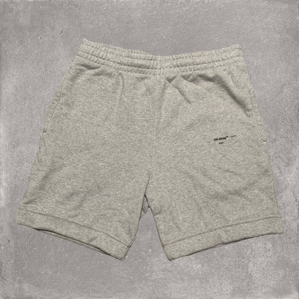 Image of Off White Large Shorts Logo Grey Joggers Shorts Virgil Abloh, Men's (Size 34)