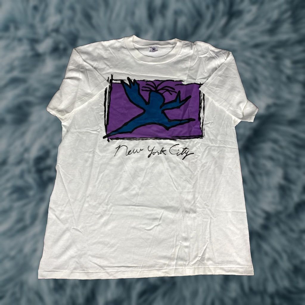 Anvil Lyon Design 1993 New York City Art T Shirt Tee NYC Anvil Single Stitch XL White Men Mens Art T Shirt Size US XL / EU 56 / 4 - 1 Thumbnail
