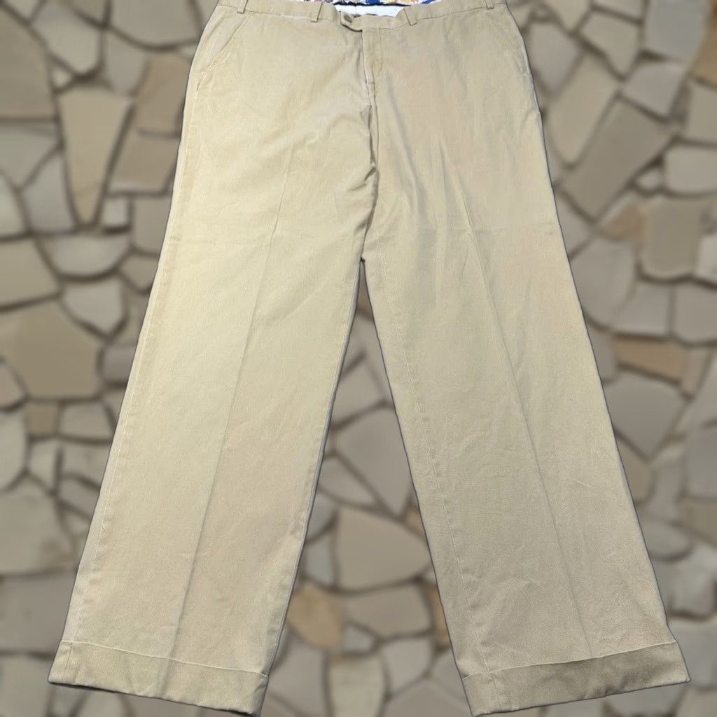 VINTAGE Hiltl Men's Chino Pants 40x32 Light Yellow Flat Front