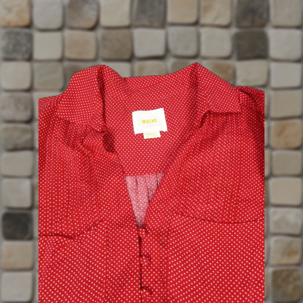 Vintage Maeve Shirt Womens XS Red White Polka Dot Blouse Long Sleeve Collared Closure Button Rayon Fabric Regular Womens Blouse Maeve Size XS / US 0-2 / IT 36-38 - 1 Thumbnail