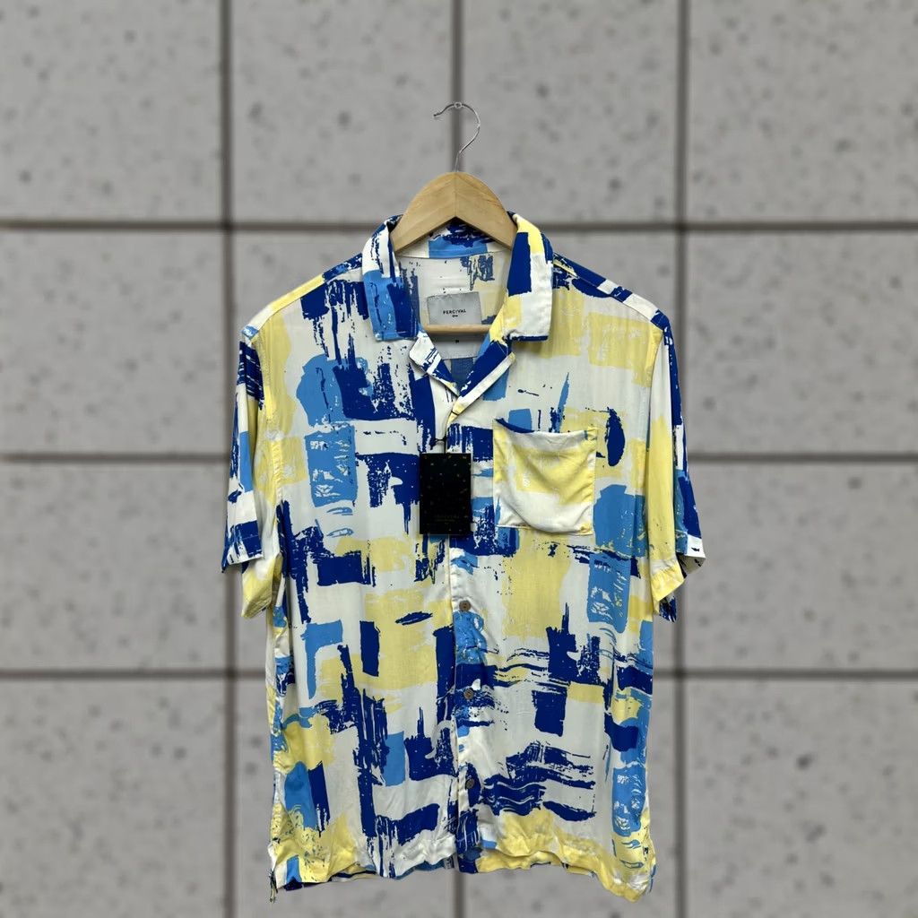 Percival Percival Shirt Short Sleeve Mens Multicolor Viscose Button-Up Size M Size US M / EU 48-50 / 2 - 1 Thumbnail