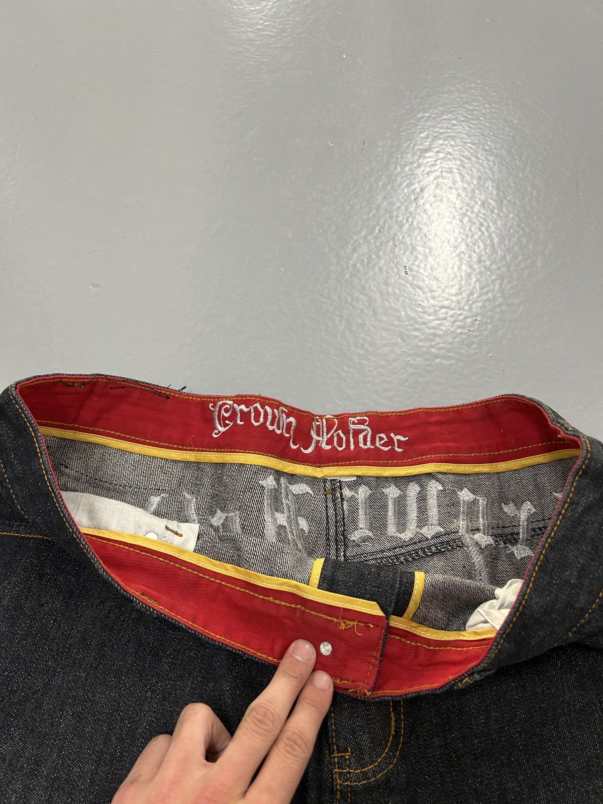 Crazy vintage y2k affliction style baggy wing cross jeans