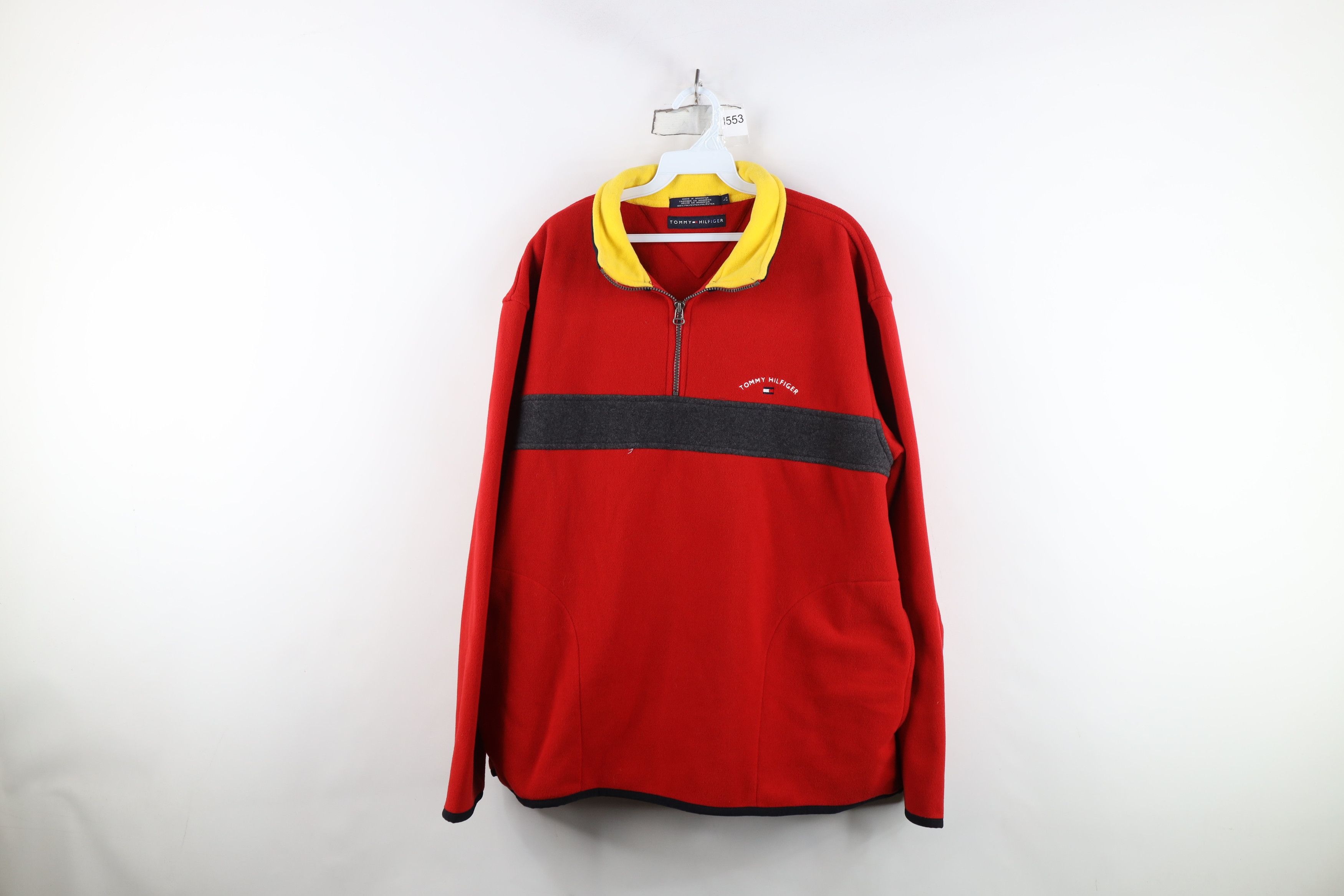 Tommy Hilfiger Vintage 90s Tommy Hilfiger Block Half Zip Fleece Sweater Size US L / EU 52-54 / 3 - 1 Thumbnail